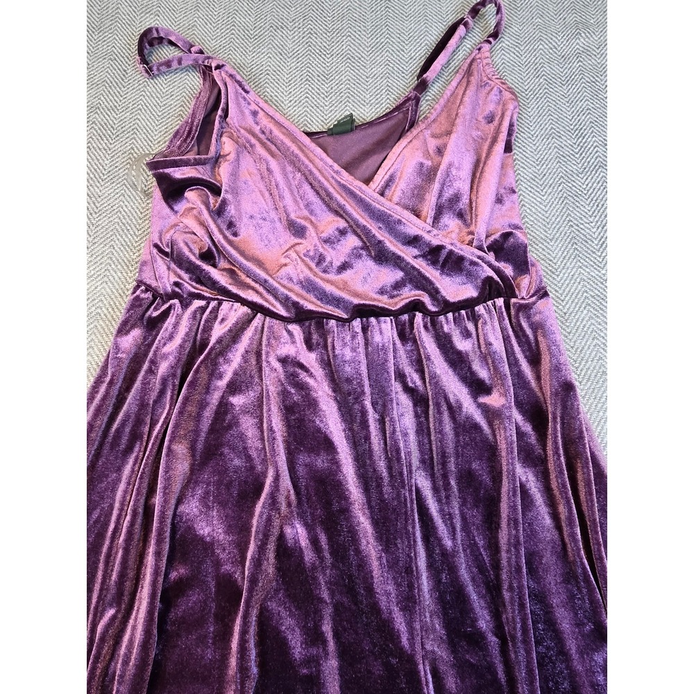 Wild Fable Purple Velvet Wide Leg Jumpsuit Surplice Wrap Spaghetti Strap Small - Picture 5 of 9